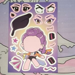 Purple Character Sticker Sheet Rumi Kpop Demon Hunters Huntrix Saja Boys